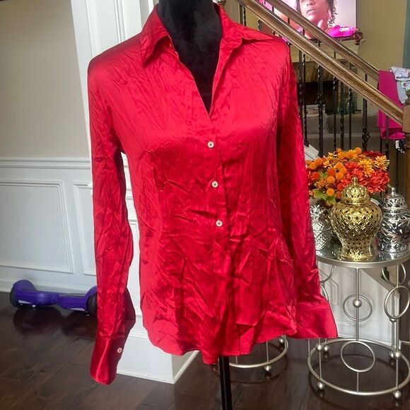 Red silk shirt - Picture 1 of 2